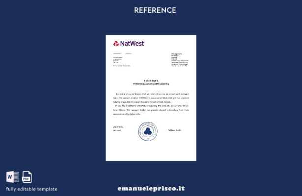 modello di riferimento Natwest per il Regno Unito in stile verificato